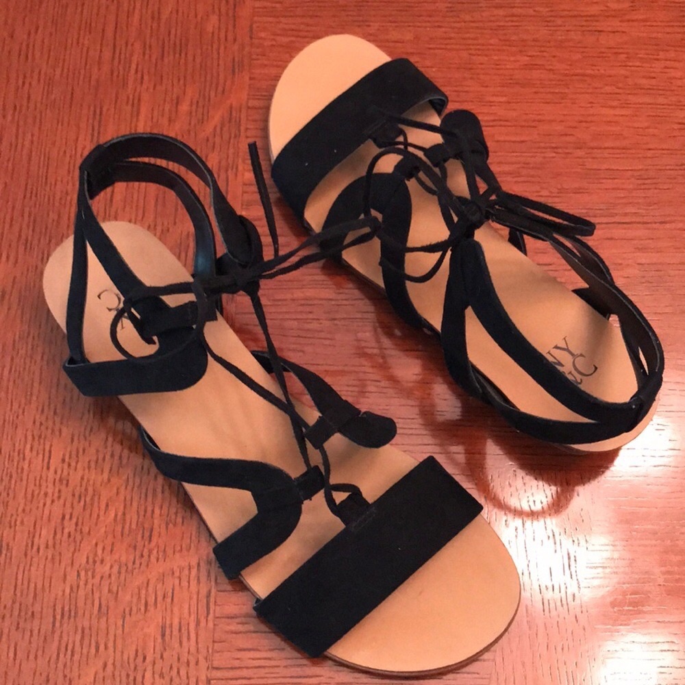 NY & Co Black Strappy Sandal Black